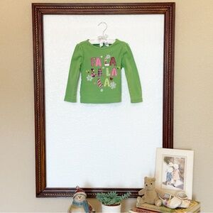 Jumping Beans GUC Bright Green Holiday Novelty LS Tee Fa La La La La Size 3T